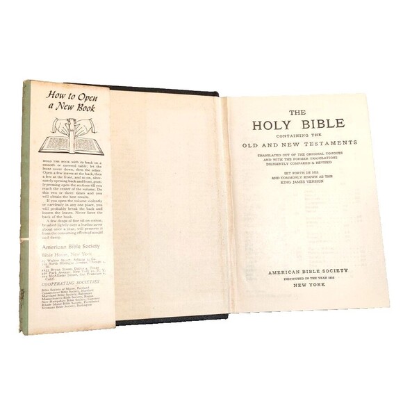 Holy Bible 1957 KJV American Bible Society Hardcover DJ Vintage-Christian - Picture 7 of 12